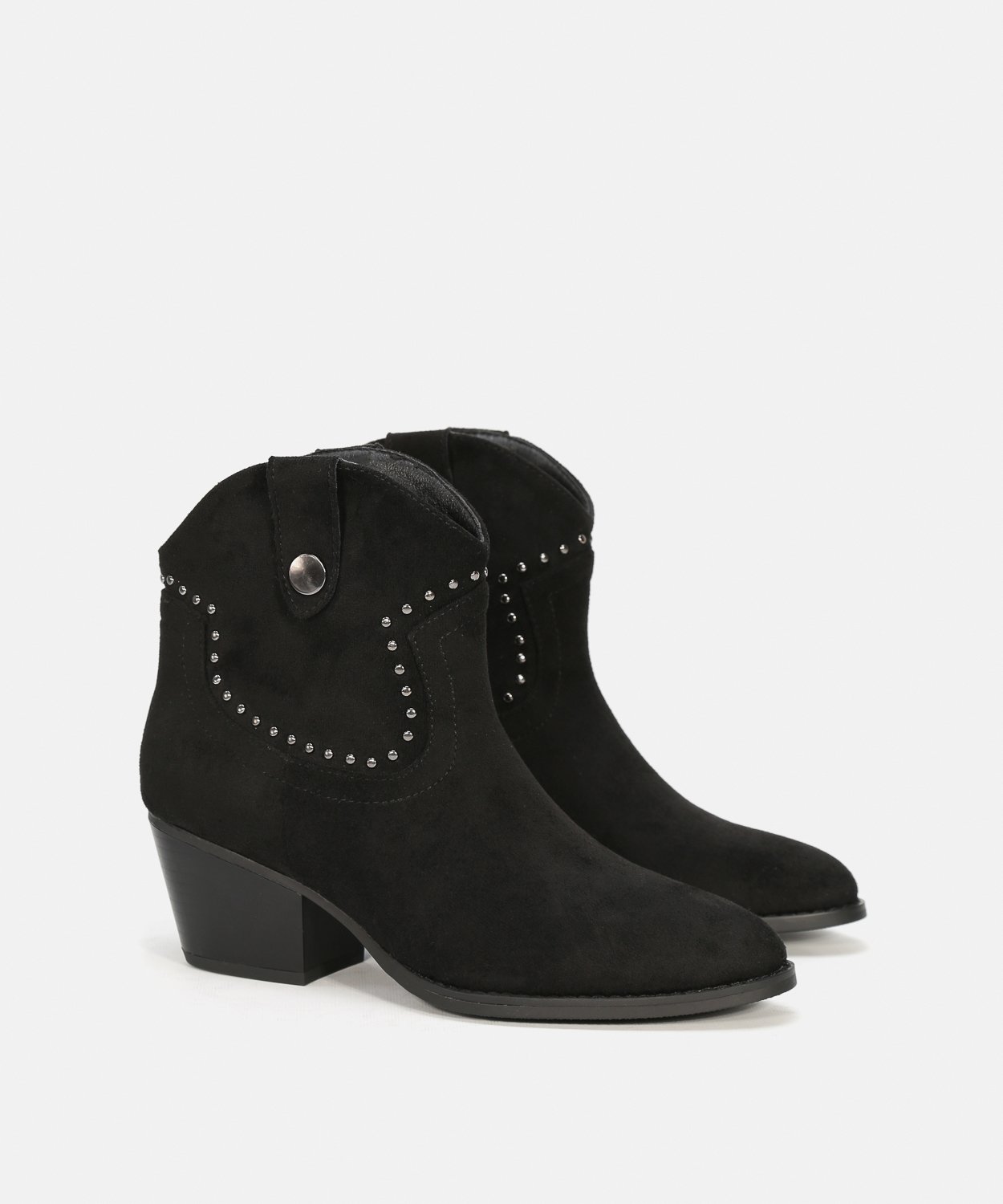 Botines cowboy tacón tachas image number null